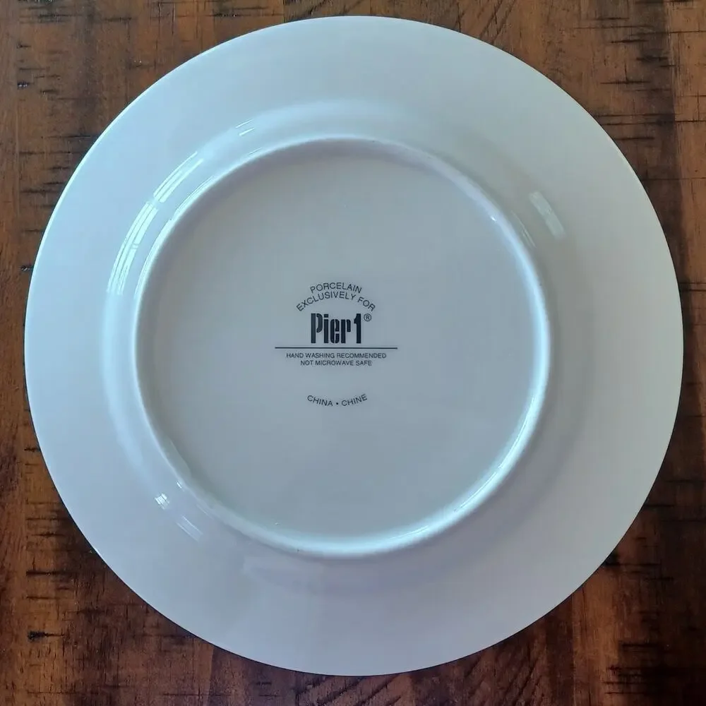 Vintage 1990s Pier 1 Martini Glass Appetizer Plates Set of 9 EUC Porcelain Retro